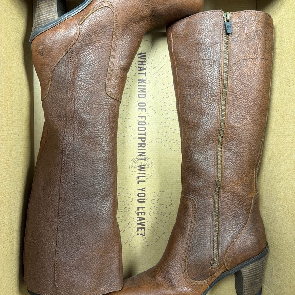 Brown Timberland Stratham Heights Leather Knee-High Boots size 11